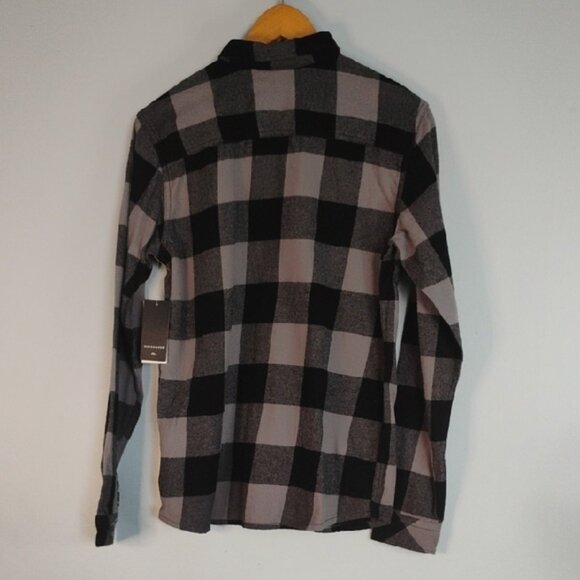 NWT Quiksilver Black Gray Modern Fit Button Down Flannel Shirt Men's Size XL - Picture 7 of 8